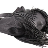 LOUBOUTIN LUCKY L FRINGE SHOULDER BAGS BLACK