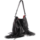 LOUBOUTIN LUCKY L FRINGE SHOULDER BAGS BLACK