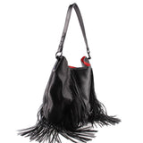 LOUBOUTIN LUCKY L FRINGE SHOULDER BAGS BLACK
