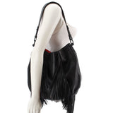 LOUBOUTIN LUCKY L FRINGE SHOULDER BAGS BLACK