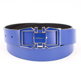 FERRAGAMO MEN'S REVERSIBLE LEATHER GANCINI BELTS BLUE/BLACK M