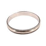 Vintage sterling silver bangle bracelet with twisted rope edge detail