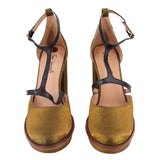 FREE PEOPLE T-STRAP PLATFORM HEELS GOLD 41 EU | 10 US