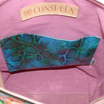 Interior de la Rita sling: tela rosa con etiqueta de cuero CONSUELA