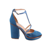 FREE PEOPLE T-STRAP PLATFORM HEELS BLUE 41 EU | 10.5 US