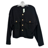 NATION Los Angeles black cropped jacket, button front with flap chest pockets