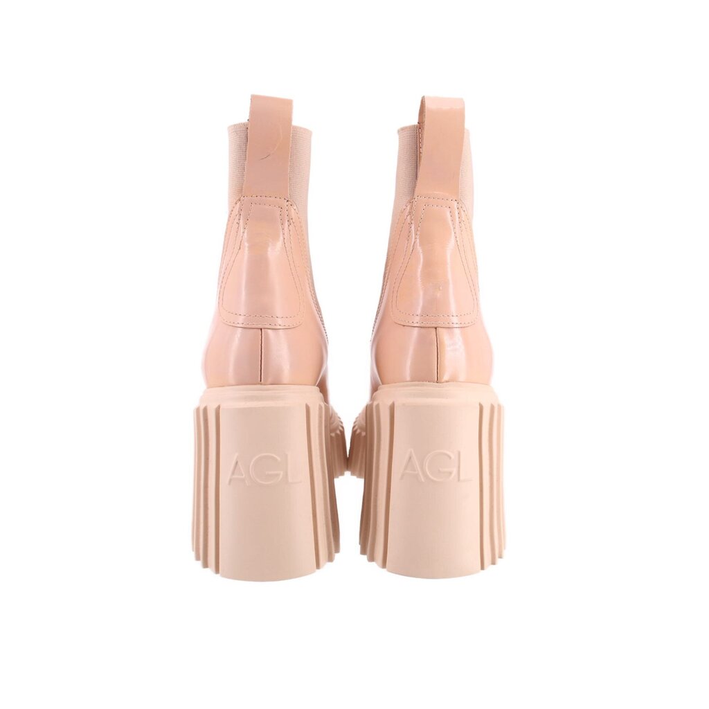 Nude platform chelsea ankle boots with AGL logo on block heel