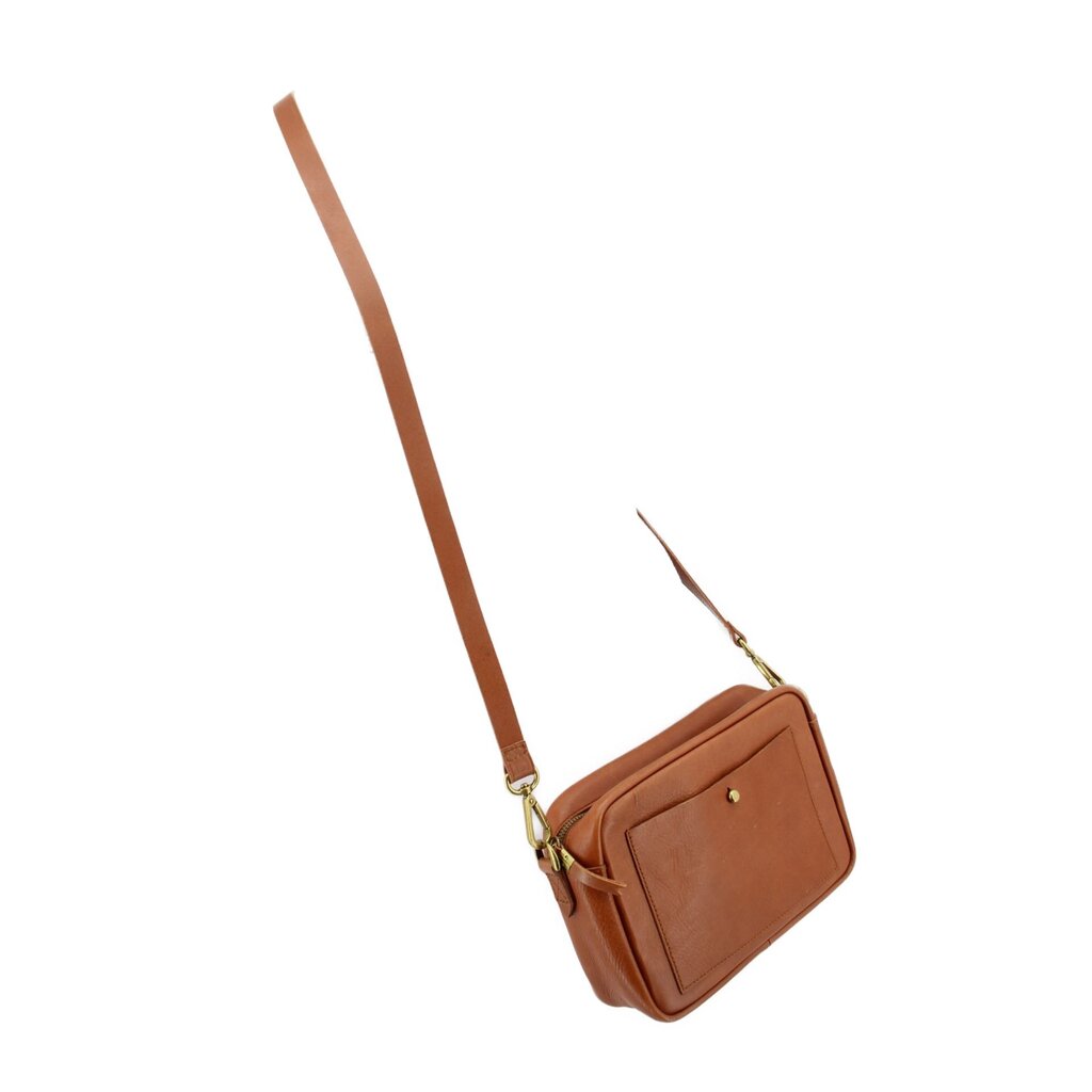 Braune Crossbody-Tasche mit kurzem Vorderfach und verstellbarem Trageriemen