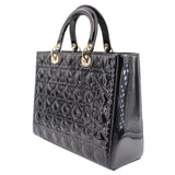 DIOR LARGE LADY DIOR TOTE CROSSBODYS BLACK