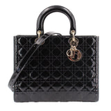 DIOR LARGE LADY DIOR TOTE CROSSBODYS BLACK