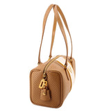 PRADA PERFORATED BOSTON SHOULDER BAGS TAN