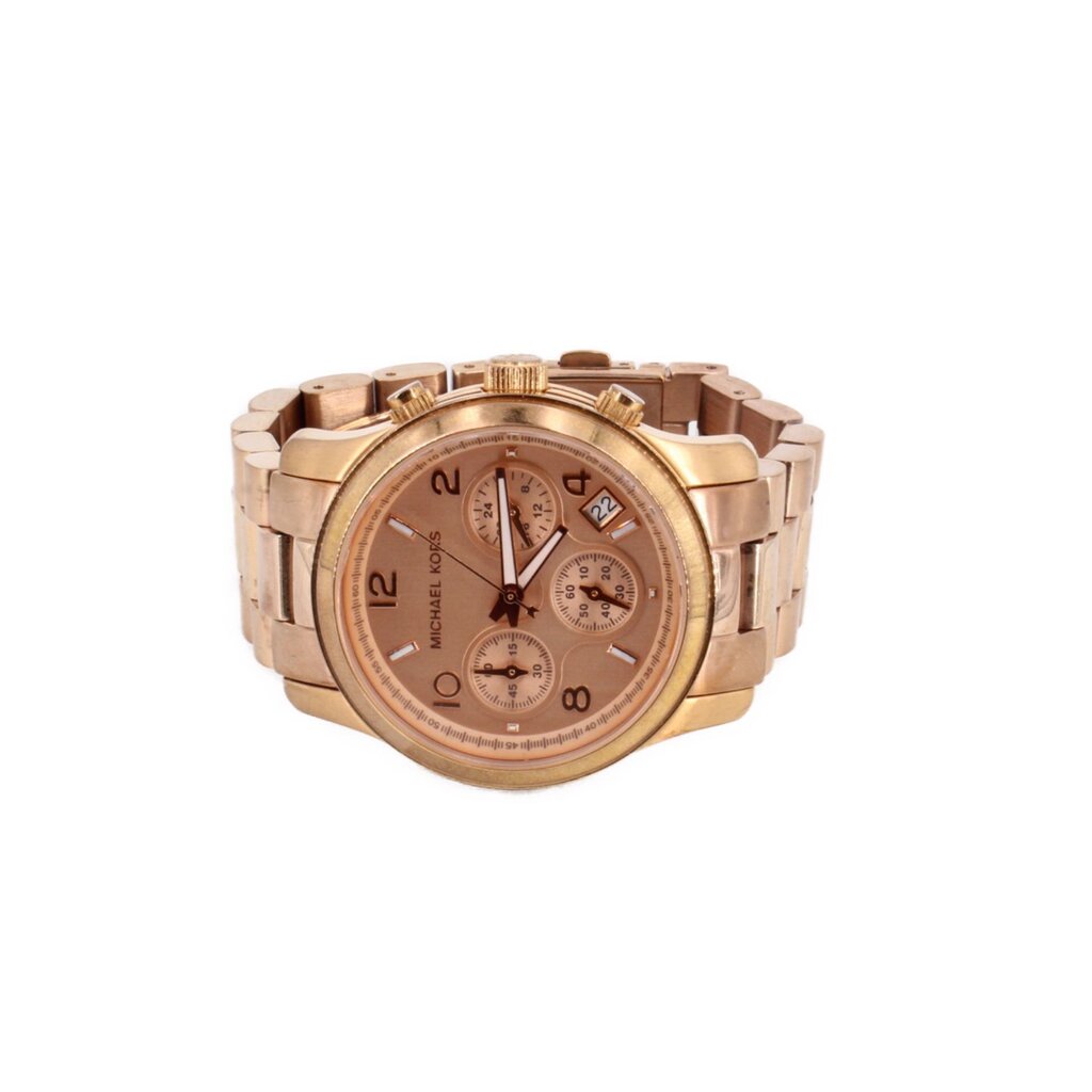 MICHAEL KORS rose gold watch with dial, subdials, and date window