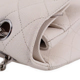 CHANEL double flap shoulder bag, chalk white textured leather with silver clasp