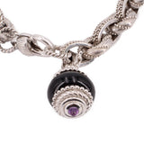 JUDITH RIPKA STERLING SILVER ONYX CHARM LINK BRACELETS