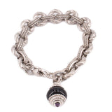 JUDITH RIPKA STERLING SILVER ONYX CHARM LINK BRACELETS