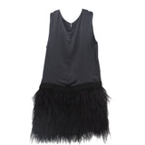 THEORY FEATHER TRIM DRESSES BLACK M | 8
