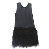 THEORY FEATHER TRIM DRESSES BLACK M | 8