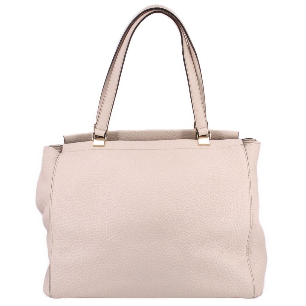 Cream leather Thatcher tote, back view with structured panels