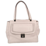 Cream leather Thatcher tote with front flap and gold turn-lock clasp