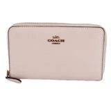 COACH PEBBLED LEATHER MEDIUM ID ZIP WALLETS CHALK