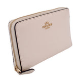 COACH PEBBLED LEATHER MEDIUM ID ZIP WALLETS CHALK