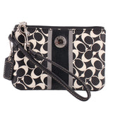 COACH SIGNATURE STRIPE WRISTLET POUCHES BLACK