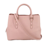 Pink Larchmont Avenue Evangelie satchel with top handles, crossbody strap, gold hardware