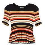CINQ A SEPT STRIPE TOPS BLACK S