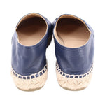 CHANEL blue espadrille flats with rounded back, jute sole, and rope trim
