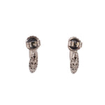 Sterling silver teardrop earrings with filigree detailing and top clasp hardware