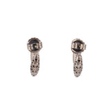 Sterling silver teardrop earrings with filigree detailing and top clasp hardware