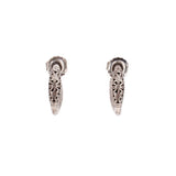 Sterling silver filigree teardrop earrings with ornate engraved pattern