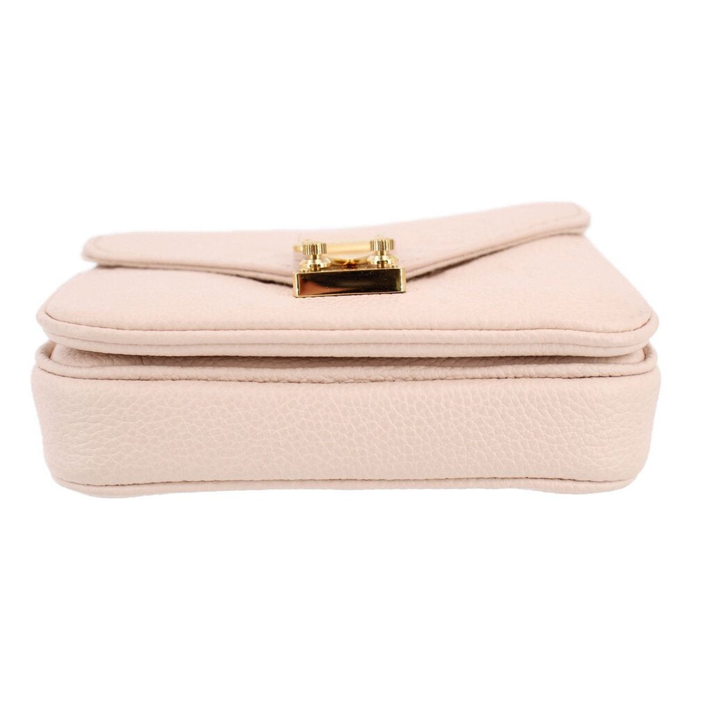 Cream Micro Pochette Metis crossbody top view with rectangular clasp on flap