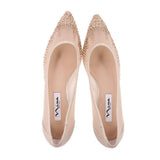 NINA RHINESTONE HEELS CHAMPAGNE 8.5 US