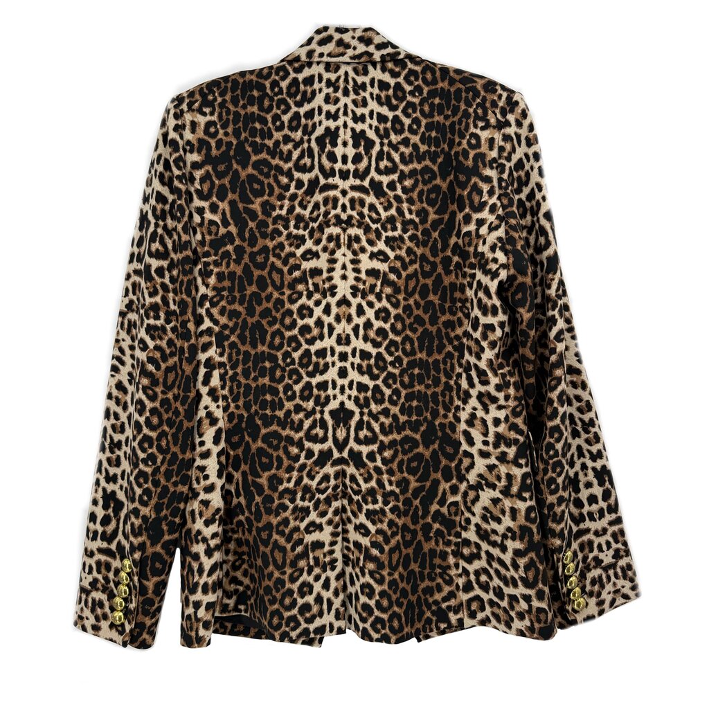 VERONICA BEARD leopard print jacket with gold buttons, back view