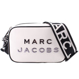 MARC JACOBS two-tone camera crossbody bag, white front with black logo strap