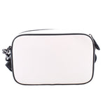 Two-tone camera crossbody bag, white front panel with black piping