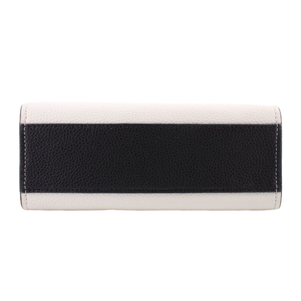Mini tote bag with black band and white leather bottom panel