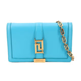 VERSACE GRECA GODDESS CHAIN WALLET CROSSBODYS BLUE