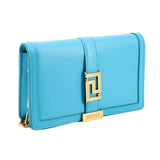VERSACE GRECA GODDESS CHAIN WALLET CROSSBODYS BLUE