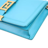 VERSACE GRECA GODDESS CHAIN WALLET CROSSBODYS BLUE