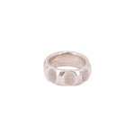 Sterling silver True Love band ring, size 8, back view with smooth rounded bezel