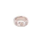 Sterling silver True Love band ring, size 8, back view with smooth rounded bezel