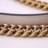 Cream leather shoulder bag with gold chain strap detail