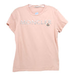 Peach graphic T-shirt with Moncler logo patch on chest