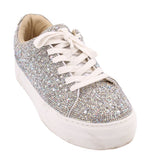 BETSEY JOHNSON STUDDED SNEAKERS SILVER 9 US