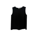 Black sleeveless top with round neckline