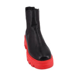 AZALEA WANG LINDIE RED BOOTIES BLACK 8 US