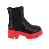 AZALEA WANG LINDIE RED BOOTIES BLACK 8 US