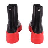 AZALEA WANG LINDIE RED BOOTIES BLACK 8 US